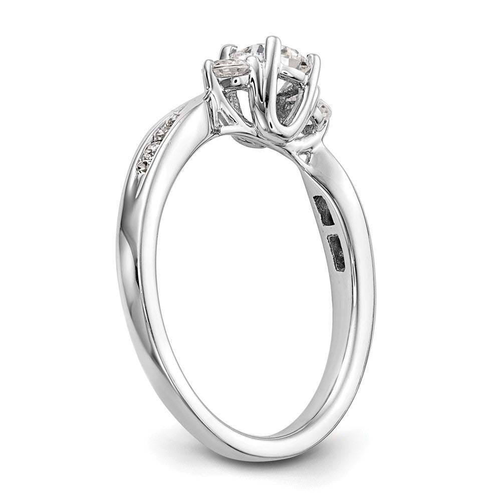 14k White Gold 5/8 Ct. Lab Grown Diamond VS/SI+ G+ Three Stone Complete Engagement Ring