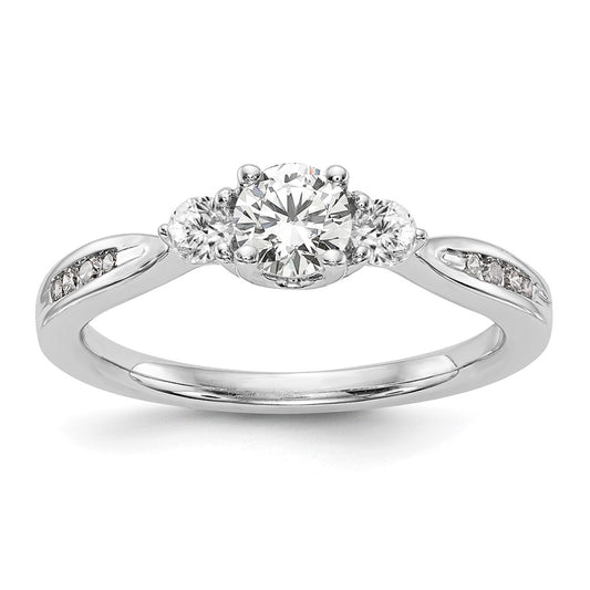 14k White Gold 5/8 Ct. Lab Grown Diamond VS/SI+ G+ Three Stone Complete Engagement Ring