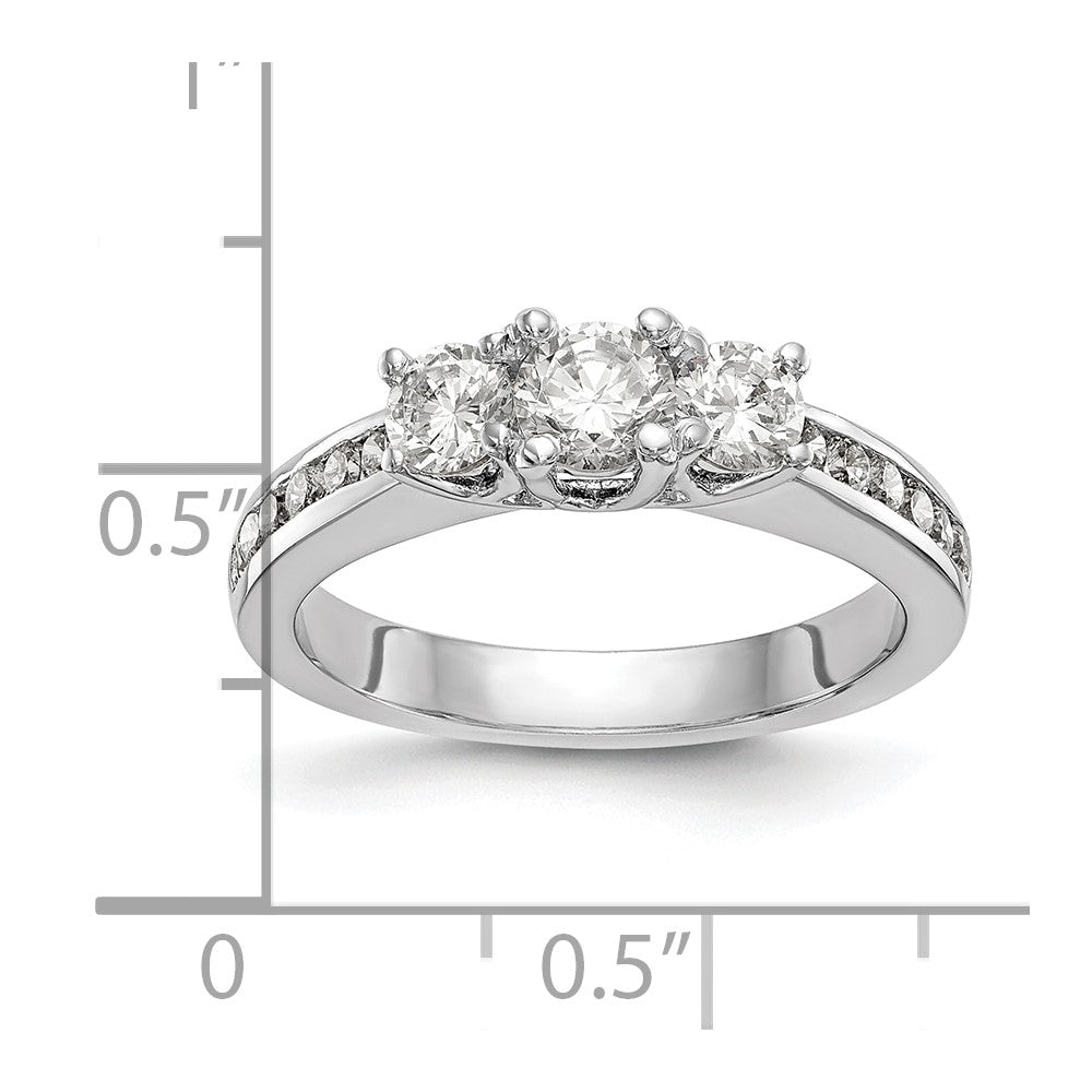 14k White Gold 1 Ct. Lab Grown Diamond VS/SI+ G+ Complete Three Stone Engagement Ring