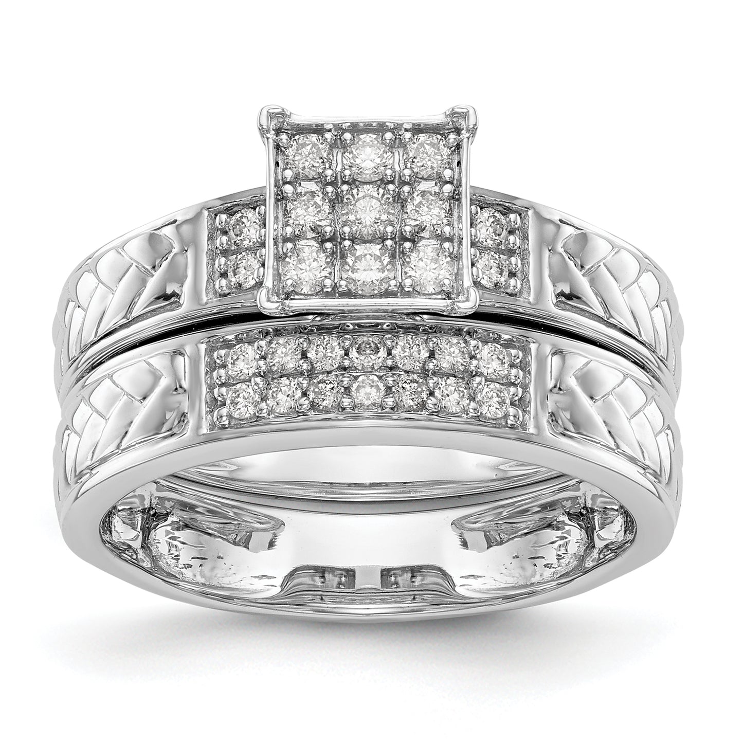 14K White Gold Lab Grown VS/SI+ G+ Diamond Trio Cluster Engagement Ring