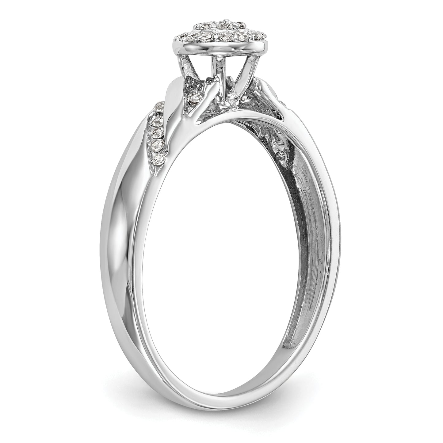 14K White Gold Lab Grown VS/SI+ G+ Diamond Comp Trio Cluster Engagement Ring