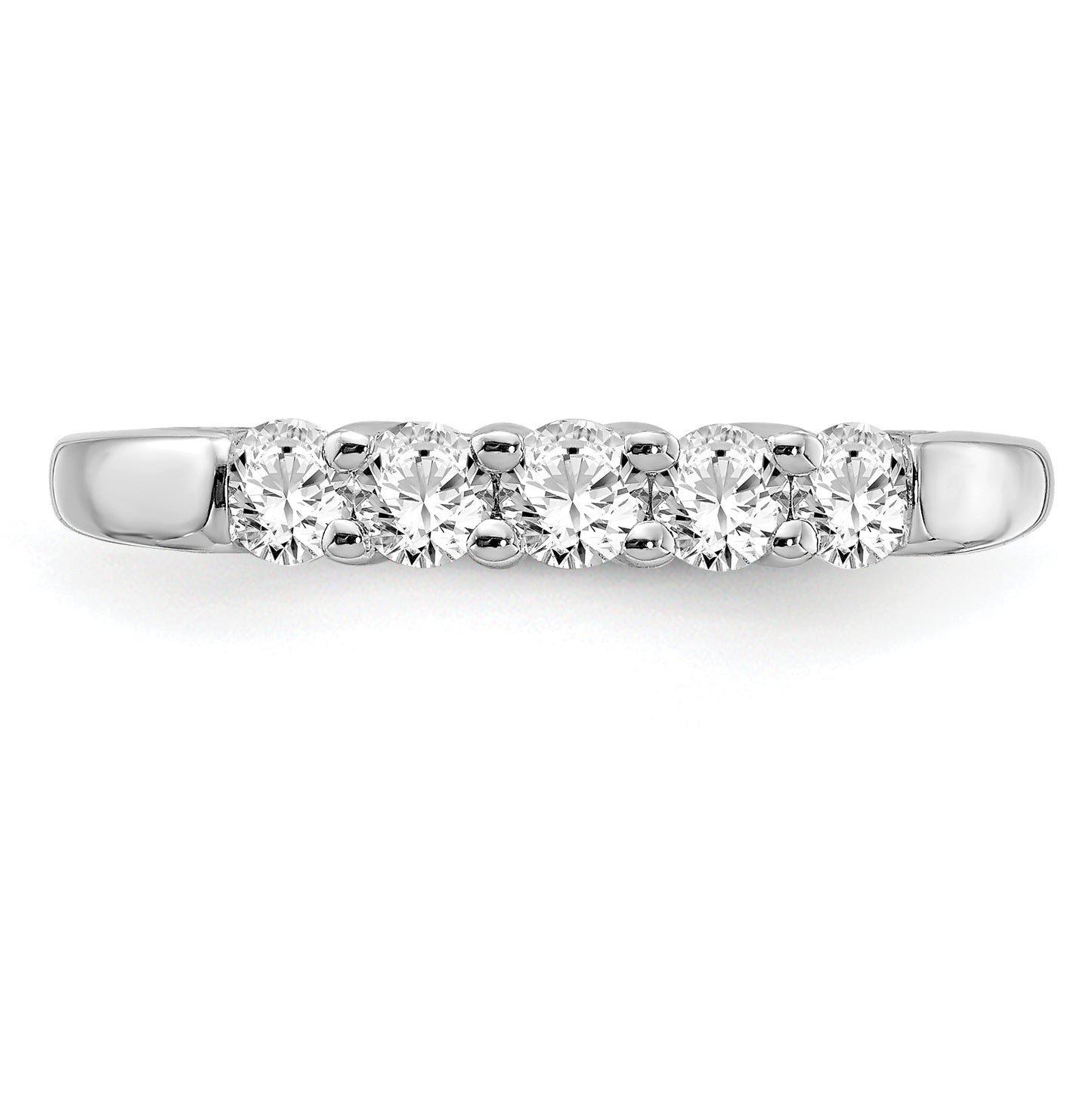 14k White Gold 1/2 Ct. Lab Grown Diamond VS/SI+ G+ Five Stone Fashion Band Ring