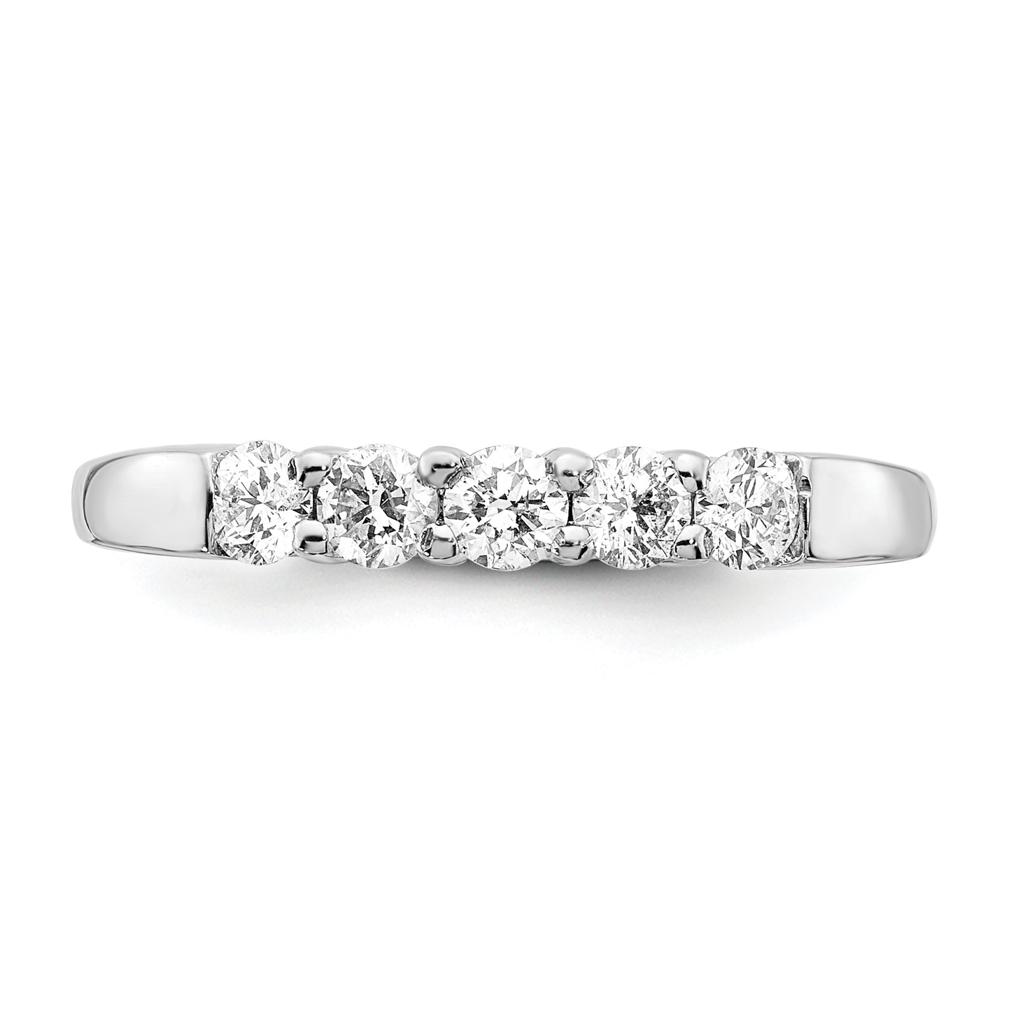 14k White Gold 1/2 Ct. Lab Grown Diamond VS/SI+ G+ Five Stone Fashion Band Ring