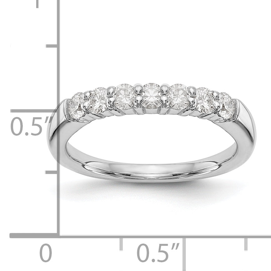 14k White Gold 3/4 Ct. Lab Grown Diamond VS/SI+ G+ Seven Stone Fashion Band Ring