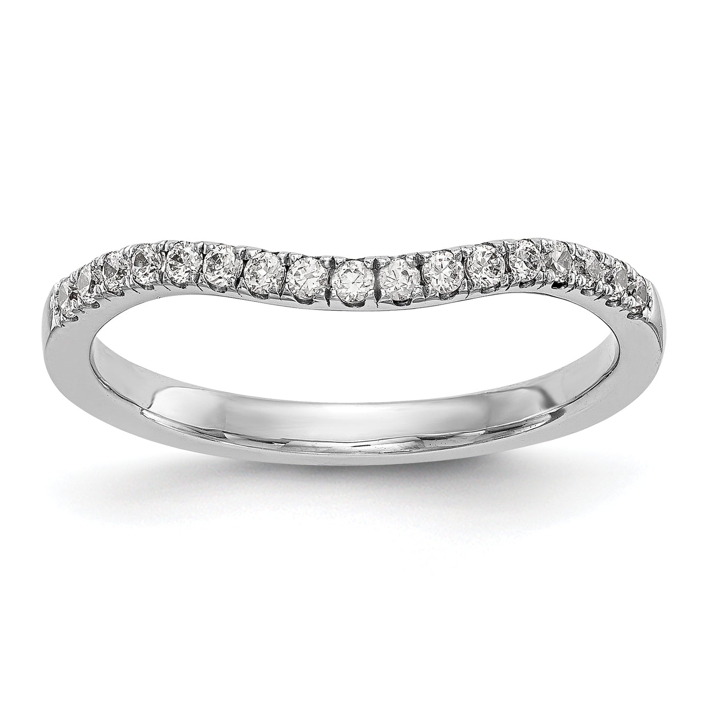 14k White Gold 1/5 Ct. Lab Grown Diamond VS/SI+ G+ Curved Band Ring