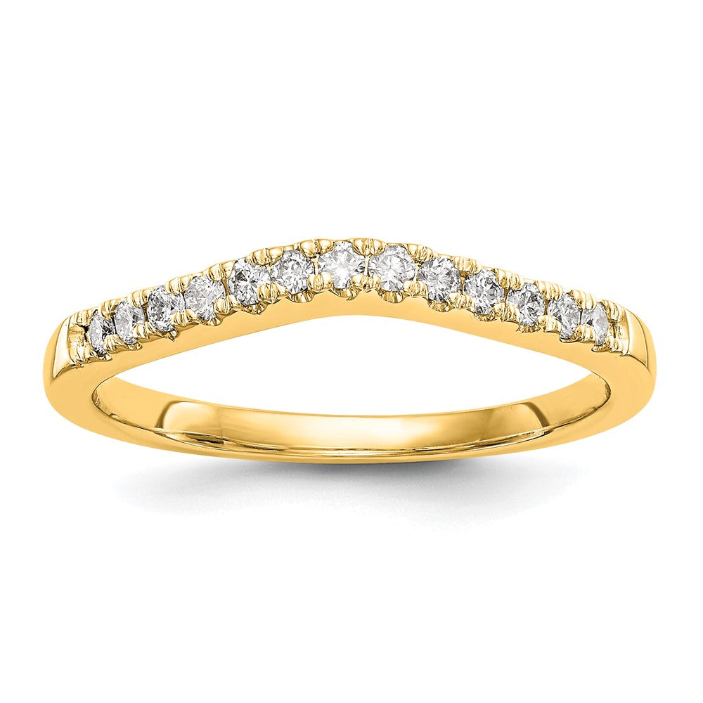 14k Yellow Gold 1/3 Ct. Lab Grown Diamond VS/SI+ G+ Complete Set of Two Curved Wedding Bands