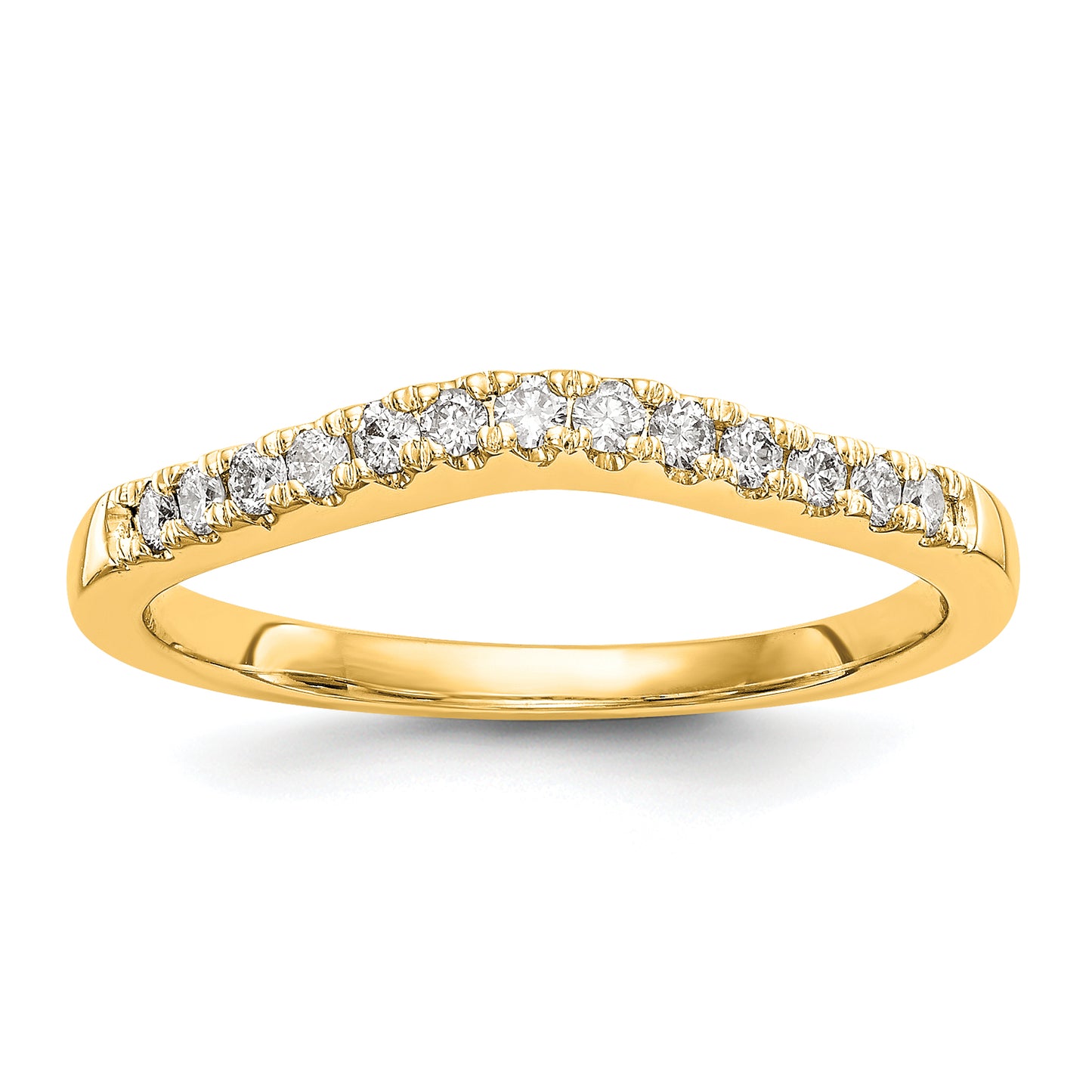 14k Yellow Gold 1/3 Ct. Lab Grown Diamond VS/SI+ G+ Set of Two Curved Wedding Band Rings