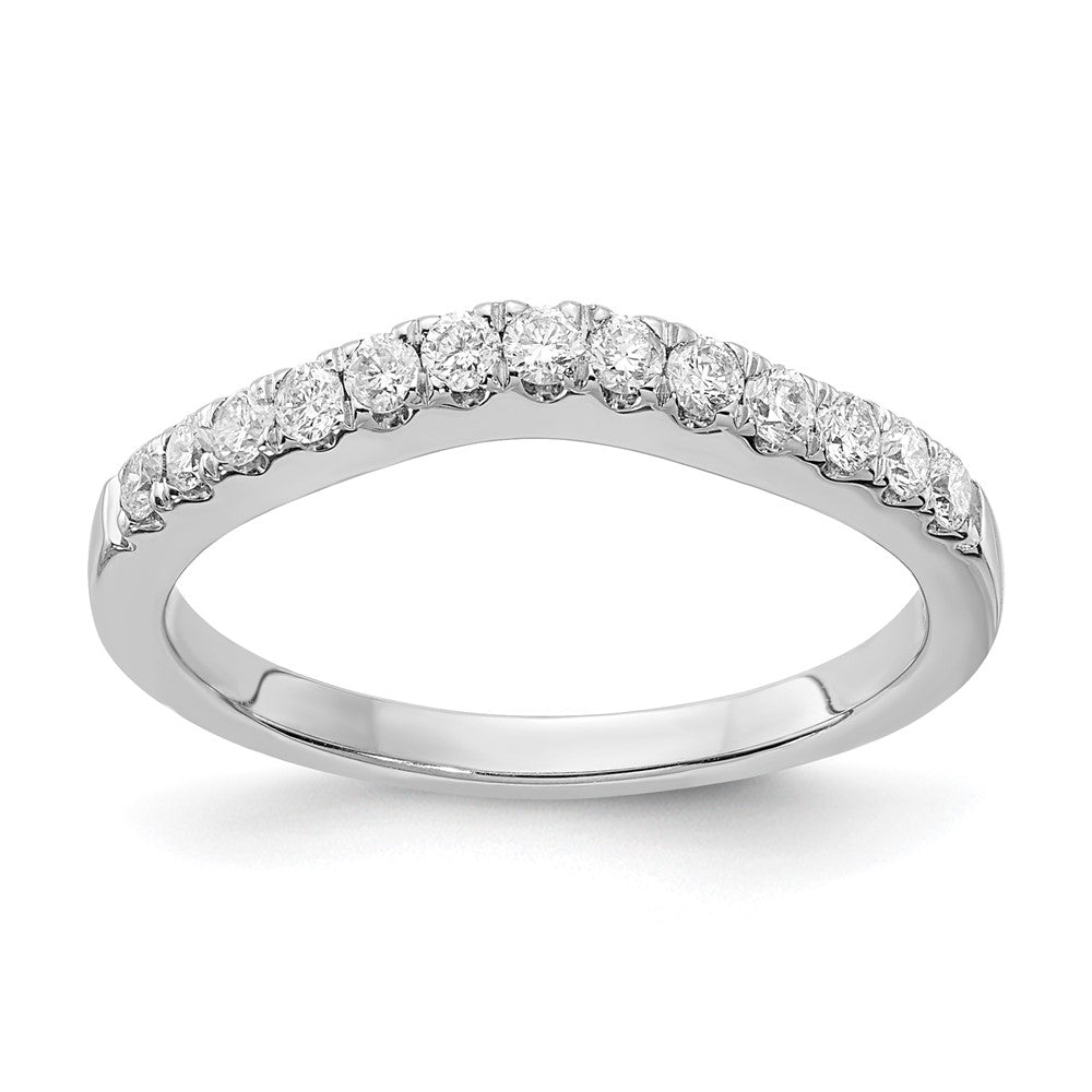 14k White Gold 5/8 Ct. Lab Grown Diamond VS/SI+ G+ Complete Set of Two Curved Wedding Bands