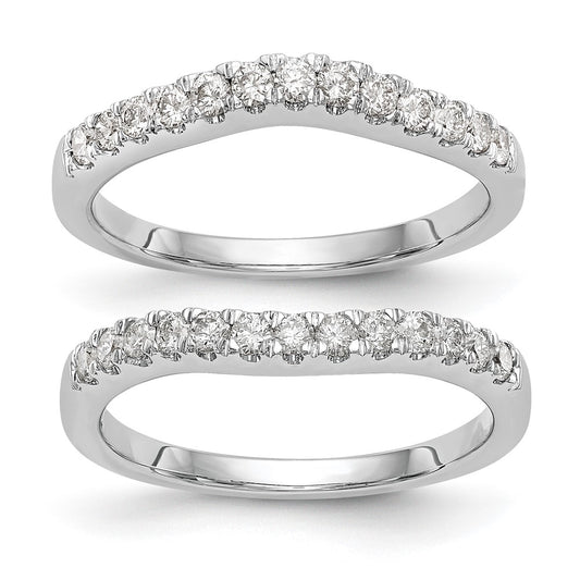 14k White Gold 5/8 Ct. Lab Grown Diamond VS/SI+ G+ Complete Set of Two Curved Wedding Bands