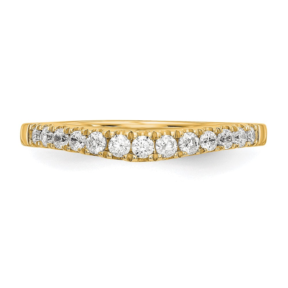 14k Yellow Gold 5/8 Ct. Lab Grown Diamond VS/SI+ G+ Complete Set of Two Curved Wedding Bands