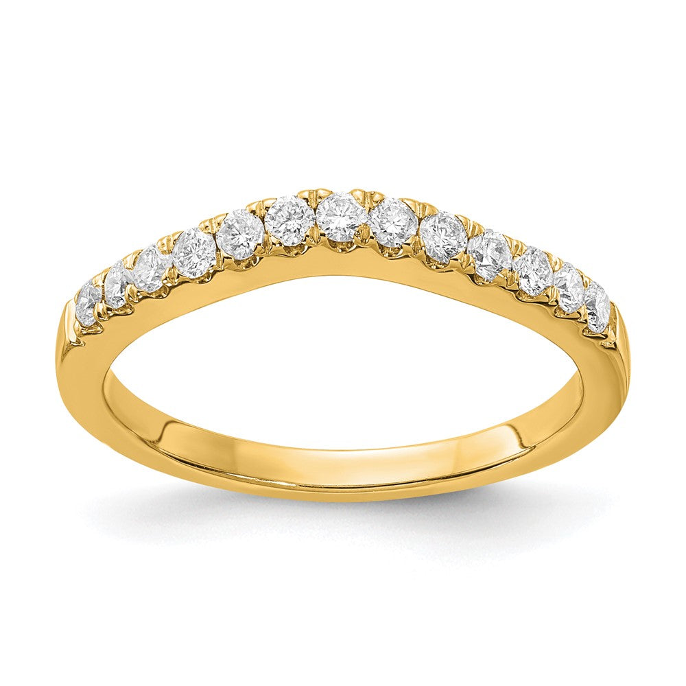 14k Yellow Gold 5/8 Ct. Lab Grown Diamond VS/SI+ G+ Complete Set of Two Curved Wedding Bands