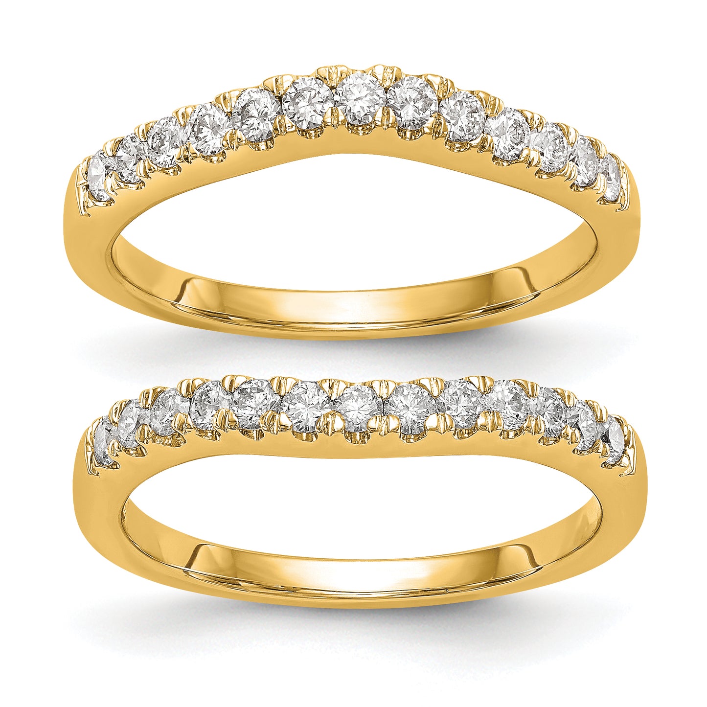 14k Yellow Gold 5/8 Ct. Lab Grown Diamond VS/SI+ G+ Set of Two Curved Wedding Band Rings