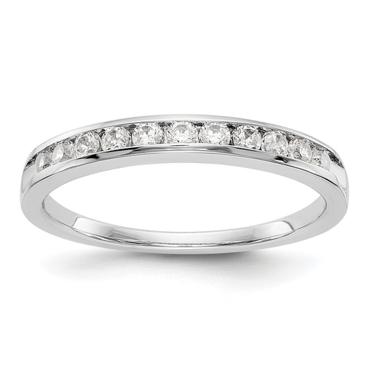 14k White Gold 3/4 Ct. Lab Grown Diamond VS/SI+ G+ Eleven Stone Channel Band Ring