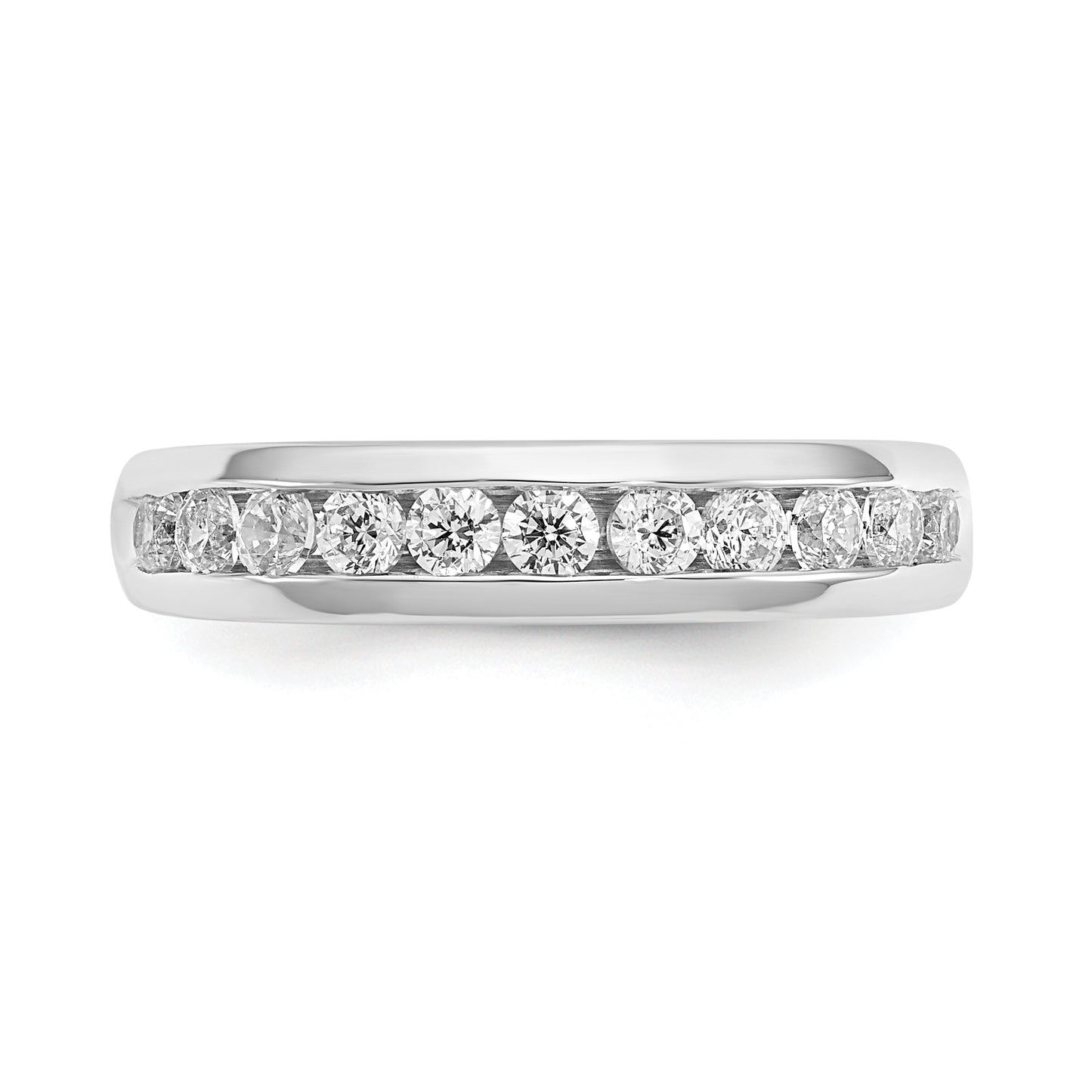 14k White Gold 1/2 Ct. Lab Grown Diamond VS/SI+ G+ Eleven Stone Channel Set Band Ring