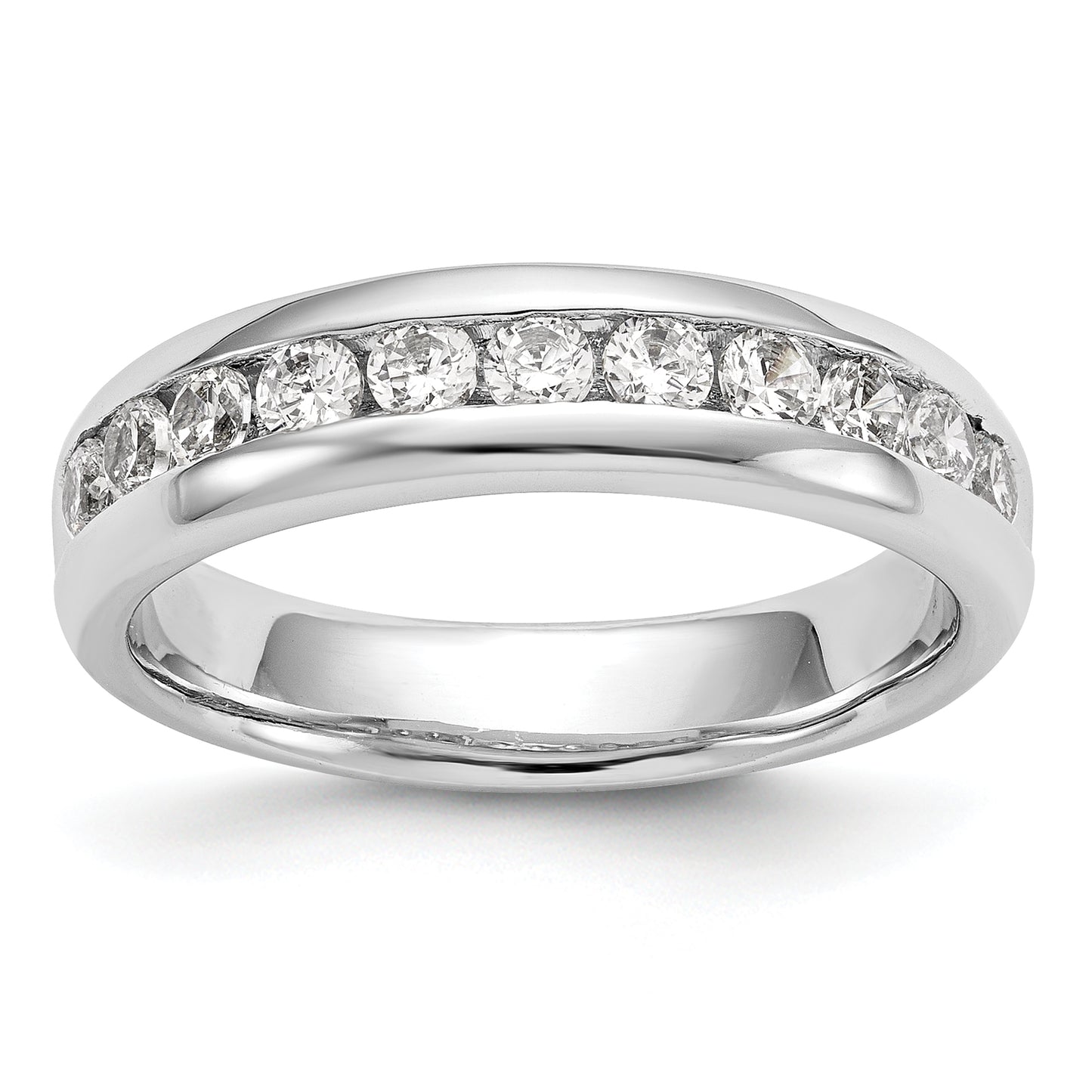 14k White Gold 3/4 Ct. Lab Grown Diamond VS/SI+ G+ Eleven Stone Channel Set Band Ring