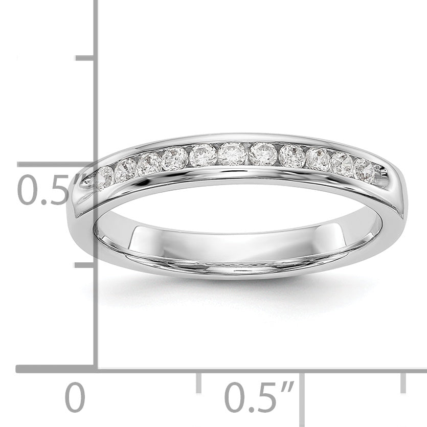 14k White Gold True Origin Lab Grown SI/VS Near Colorless 1/5 Ct. Round Diamond Men's Channel Band Ring