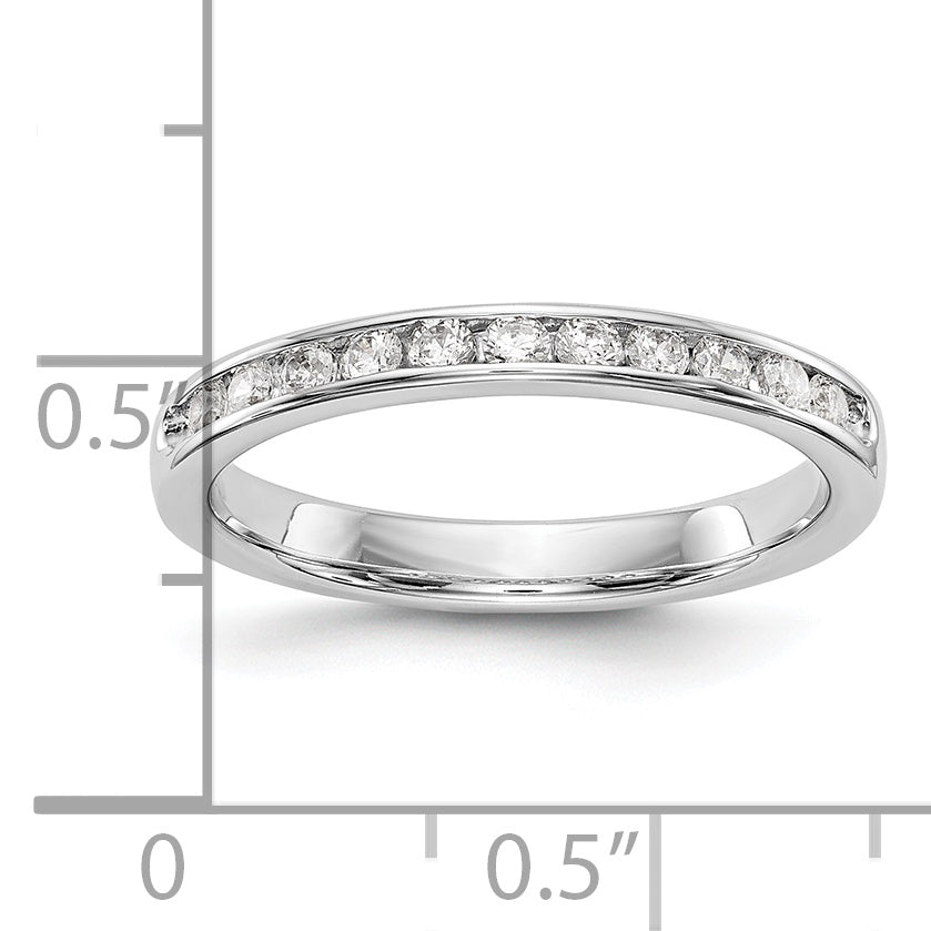 14k White Gold True Origin Lab Grown SI/VS Near Colorless 1/3 Ct. Round Diamond Men's Channel Band Ring