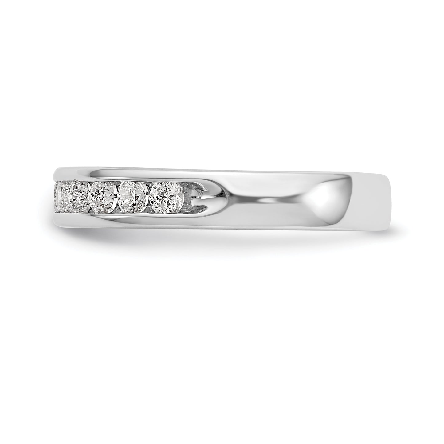 14k White Gold True Origin Lab Grown SI/VS Near Colorless 1/2 Ct. Round Diamond Men's Channel Band Ring