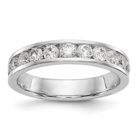 14k White Gold True Origin Lab Grown SI/VS Near Colorless 1 Ct. Round Diamond Men's Channel Band Ring