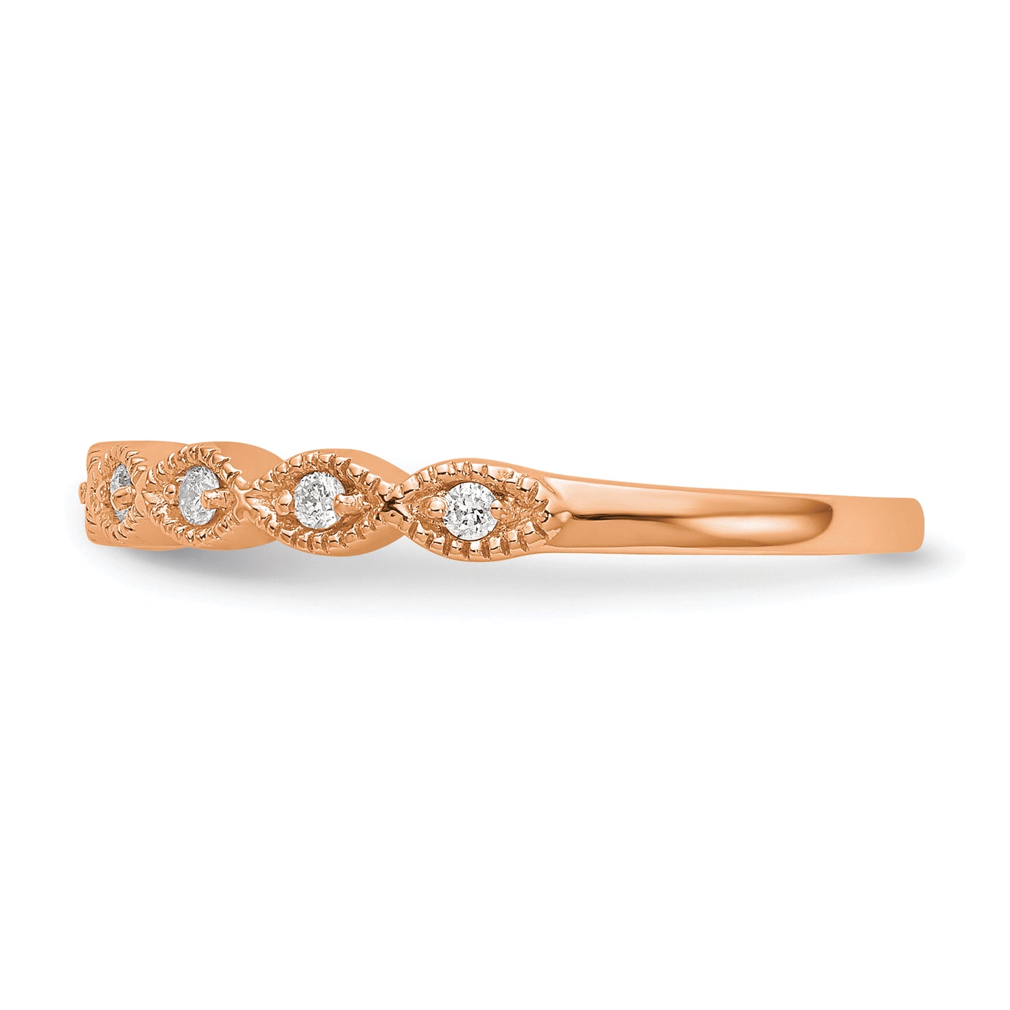 14k Rose Gold 1/10 Ct. Lab Grown Diamond VS/SI+ G+ Fashion Band Ring