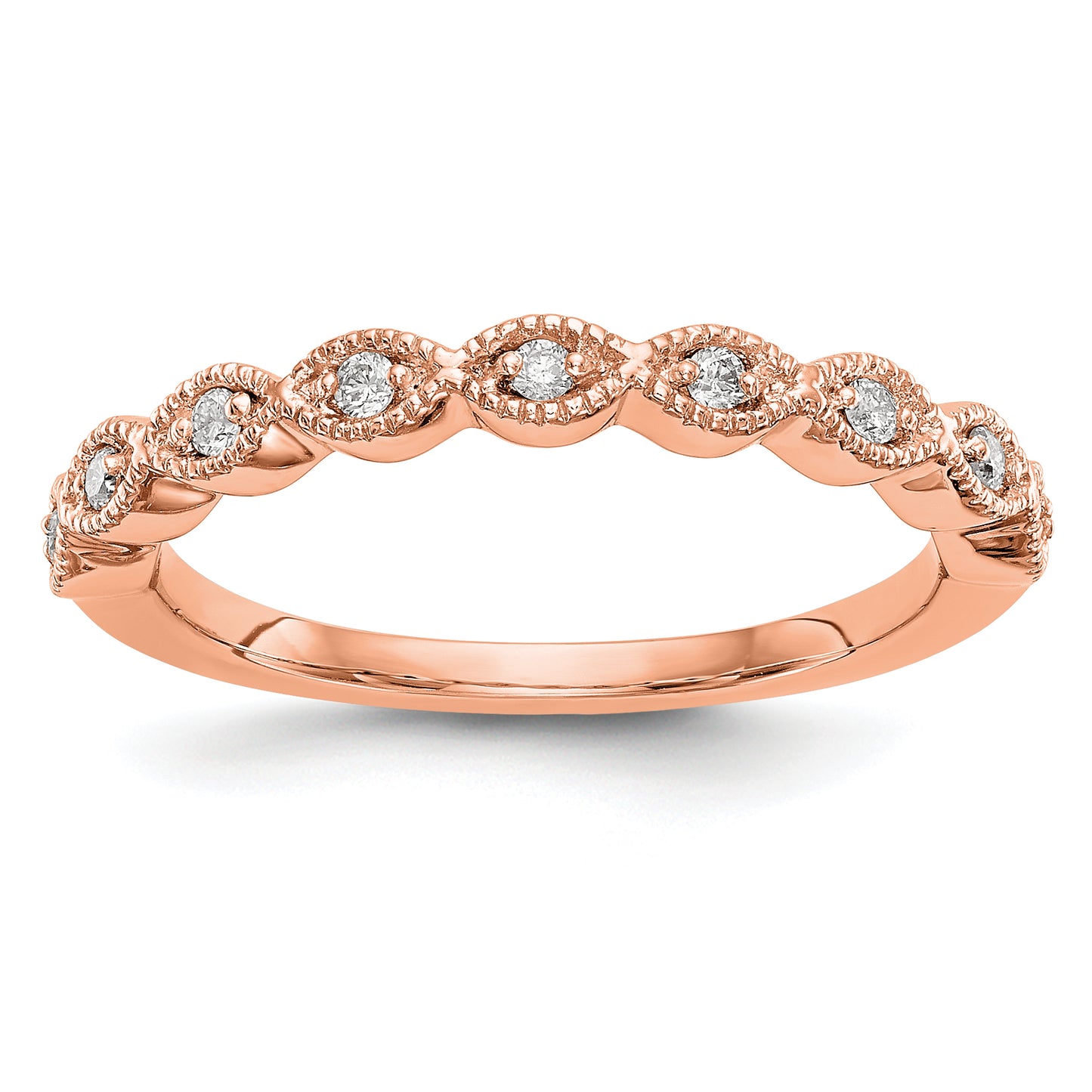 14k Rose Gold 1/10 Ct. Lab Grown Diamond VS/SI+ G+ Fashion Band Ring