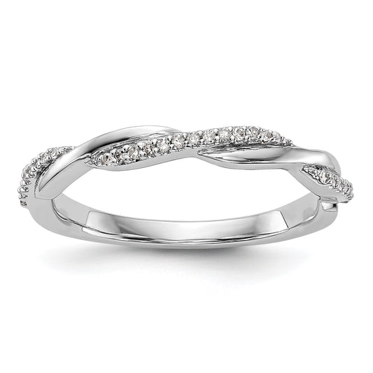 14k White Gold 1/8 Ct. Lab Grown Diamond VS/SI+ G+ Twist Band Ring