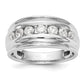 14k White Gold 1 Ct. Lab Grown Diamond VS/SI+ G+ Seven Stone Complete Men's Ring