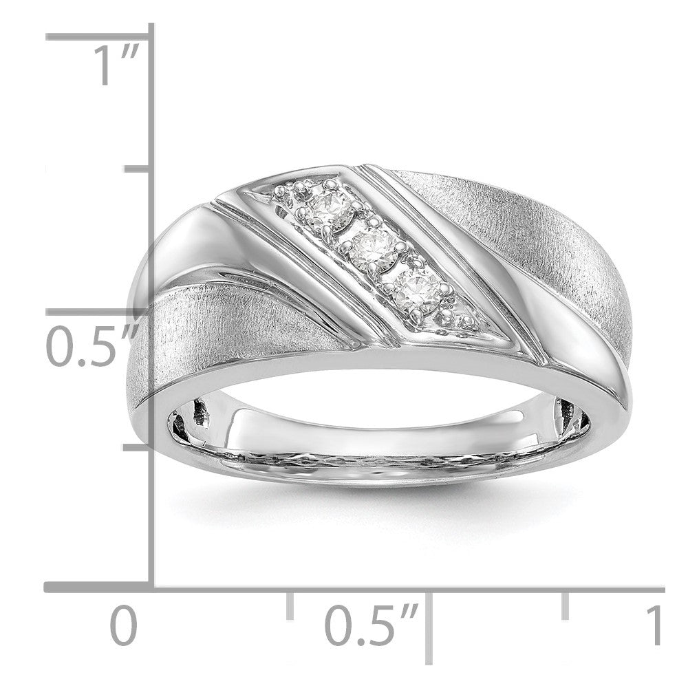 14k White Gold 1/6 Ct. Lab Grown Diamond VS/SI+ G+ Three Stone Complete Men's Ring