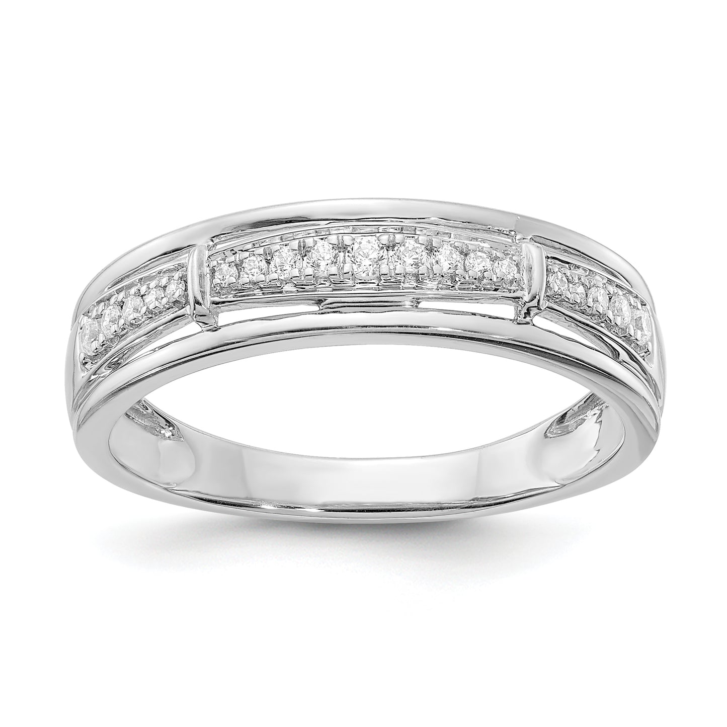 14K White Gold Lab Grown Diamond VS/SI+ G+ Trio Men's Band Ring