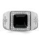 14k White Gold 1/2 Ct. Lab Grown Diamond VS/SI+ G+ and Onyx Side Cross Men's Ring