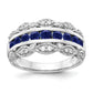 14k White Gold 1/5 Ct. Lab Grown Diamond VS/SI+ G+ and Lab Created Blue Sapphire Fancy Ring