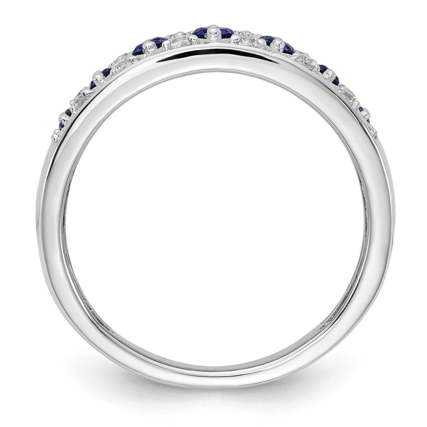 14k White Gold 1/5 Ct. Lab Grown Diamond VS/SI+ G+ and Lab Created Blue Sapphire Fancy Ring