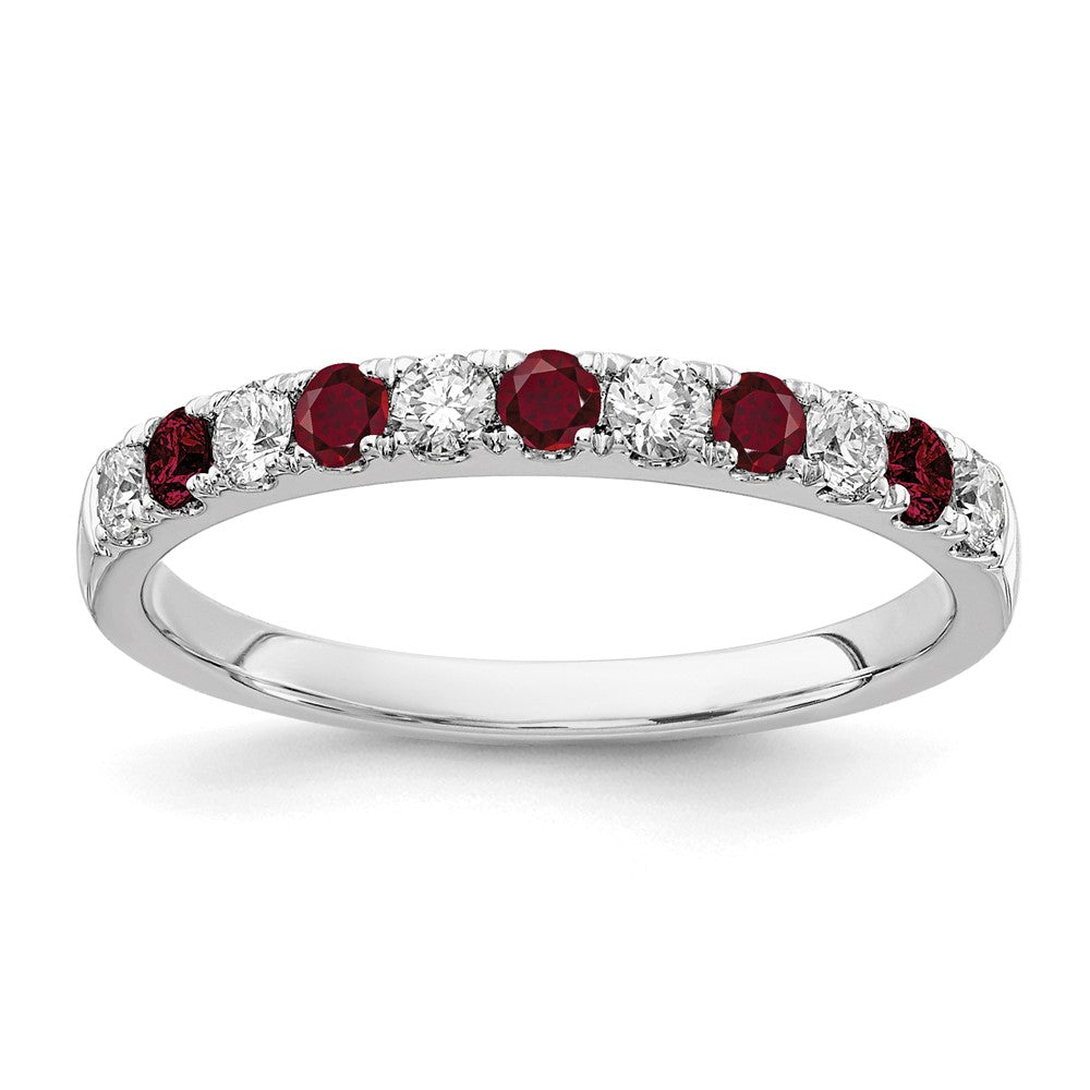 14k White Gold 1/2 Ct. Lab Grown Diamond VS/SI+ G+ and Lab Created Ruby Complete Band