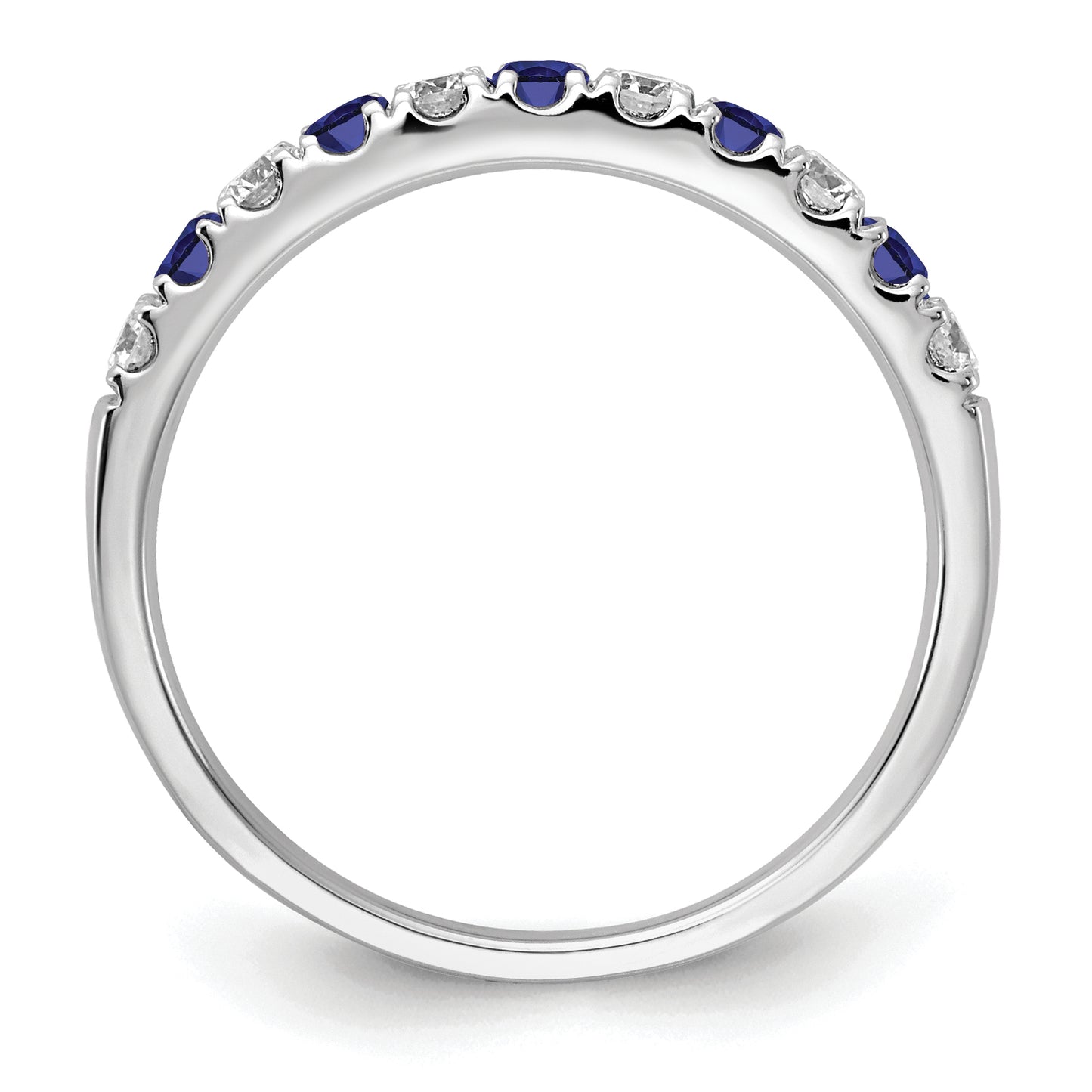 14k White Gold 1/2 Ct. Lab Grown Diamond VS/SI+ G+ and Lab Created Blue Sapphire Band Ring