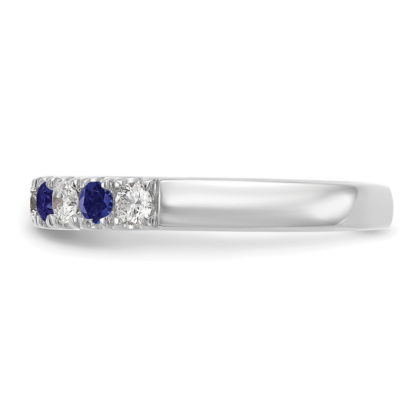 14k White Gold 1/2 Ct. Lab Grown Diamond VS/SI+ G+ and Lab Created Blue Sapphire Band Ring