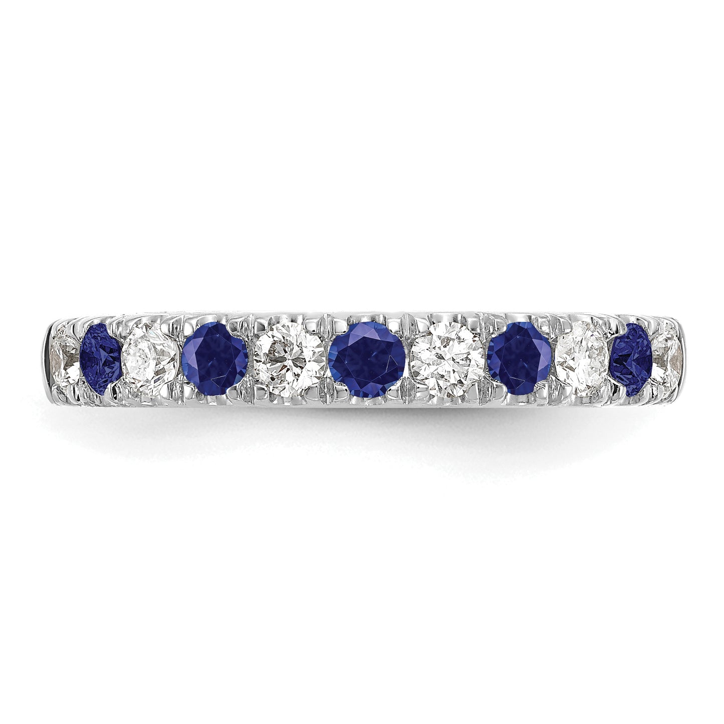 14k White Gold 1/2 Ct. Lab Grown Diamond VS/SI+ G+ and Lab Created Blue Sapphire Band Ring