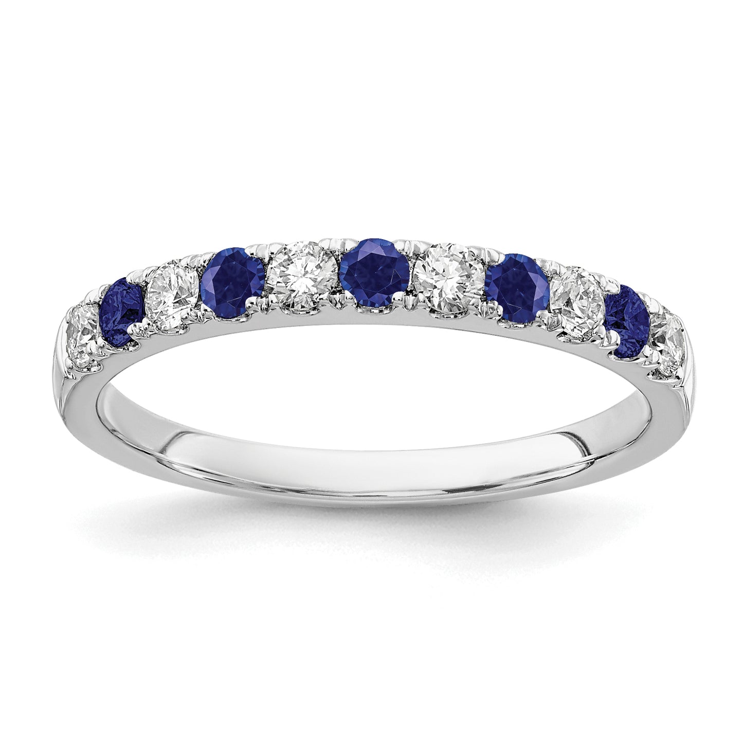 14k White Gold 1/2 Ct. Lab Grown Diamond VS/SI+ G+ and Lab Created Blue Sapphire Band Ring