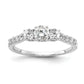 14k White Gold 3/4 Ct. Lab Grown Diamond VS/SI+ G+ Round Three Stone Engagement Ring