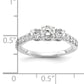 14k White Gold 5/8 Ct. Lab Grown Diamond VS/SI+ G+ 1/3 Ct. Center Round Three Stone Engagement Ring