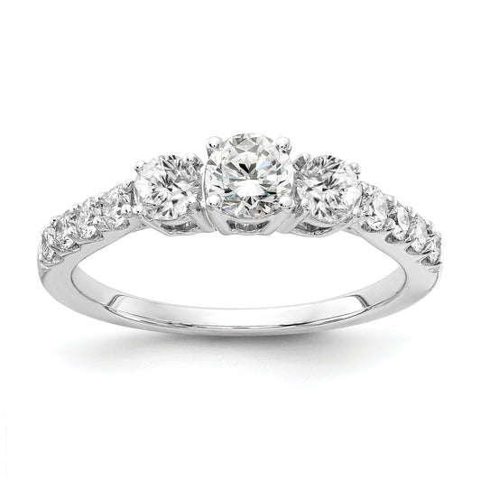 14k White Gold 1 Ct. Lab Grown Diamond VS/SI+ G+ Round Three Stone Engagement Ring