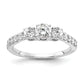 14k White Gold 5/8 Ct. Lab Grown Diamond VS/SI+ G+ 1/3 Ct. Center Round Three Stone Engagement Ring