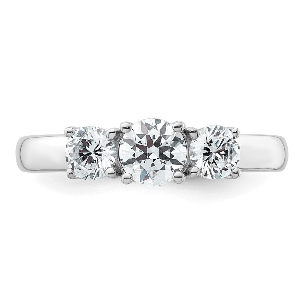 14k White Gold 1 Ct. Certified Lab Grown Diamond VS/SI+ G+ Three Stone Complete Engagement Ring