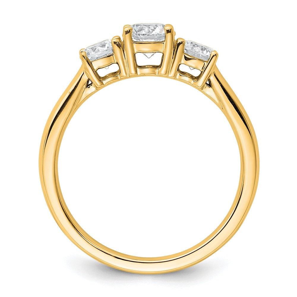 14k Yellow Gold 1 Ct. Lab Grown Diamond VS/SI+ G+ Three Stone Complete Engagement Ring