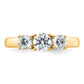 14k Yellow Gold 1 Ct. Lab Grown Diamond VS/SI+ G+ Three Stone Complete Engagement Ring