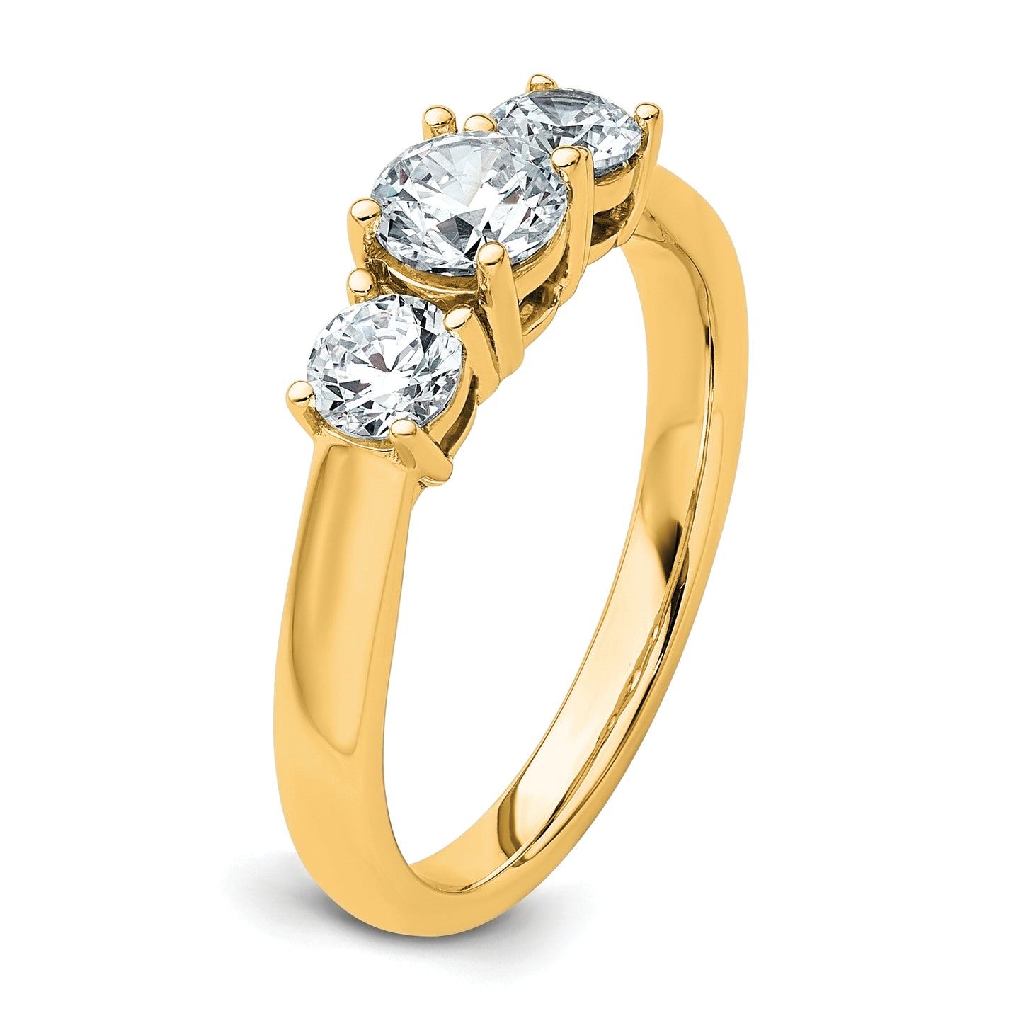 14k Yellow Gold 1 Ct. Certified Lab Grown Diamond VS/SI+ G+ Three Stone Engagement Ring