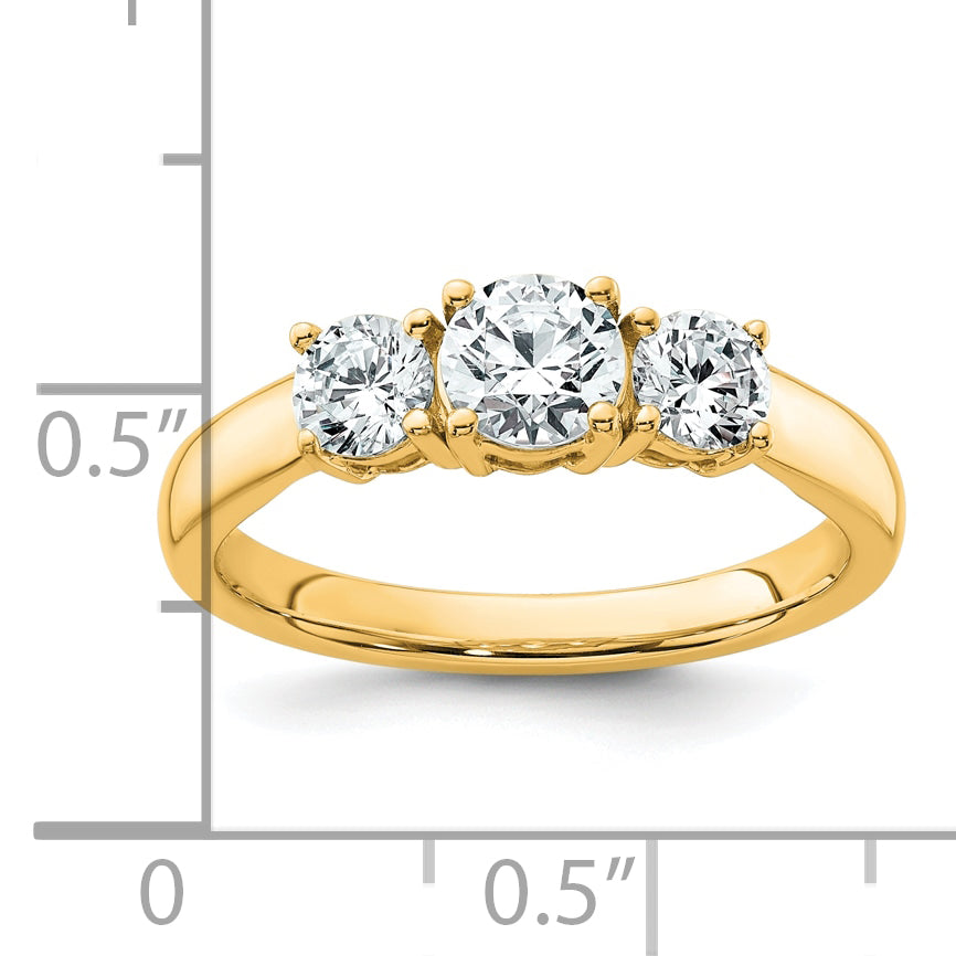 14k Yellow Gold 1 Ct. Certified Lab Grown Diamond VS/SI+ G+ Three Stone Engagement Ring