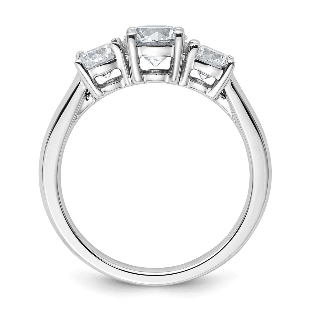 14k White Gold 1 1/2 Ct. Lab Grown Diamond VS/SI+ G+ Three Stone Complete Engagement Ring