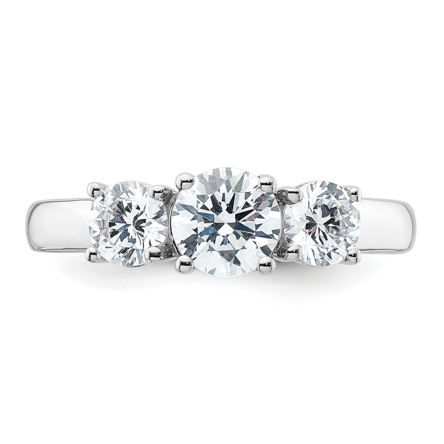 14k White Gold 1 1/2 Ct. Certified Lab Grown Diamond VS/SI+ G+ Three Stone Engagement Ring