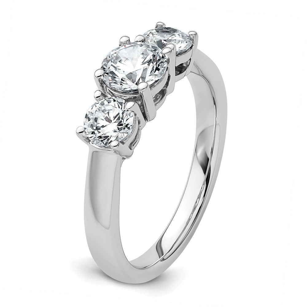 14k White Gold 1 1/2 Ct. Lab Grown Diamond VS/SI+ G+ Three Stone Complete Engagement Ring