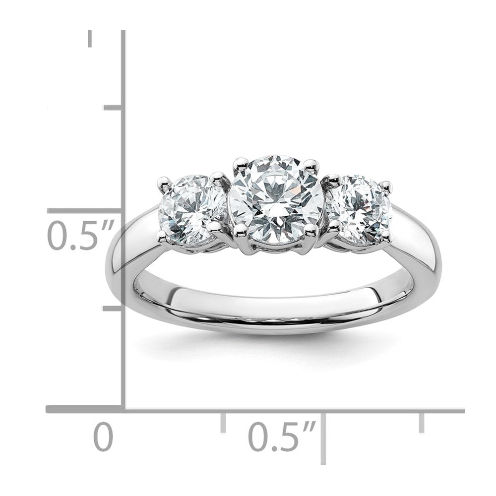 14k White Gold 1 1/2 Ct. Lab Grown Diamond VS/SI+ G+ Three Stone Complete Engagement Ring